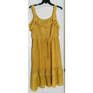 Stella & Julie Women's Ruffle Tiered Midi Sleeveless Dress Size 1X, Yellow